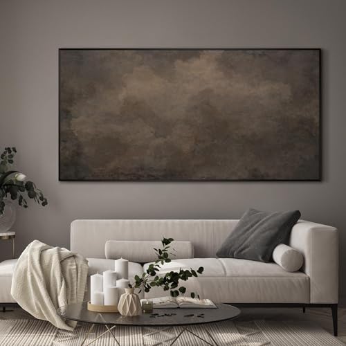 24"x46" Extra Large Framed Wall Art Neutral Cloudy Abstract Illustration