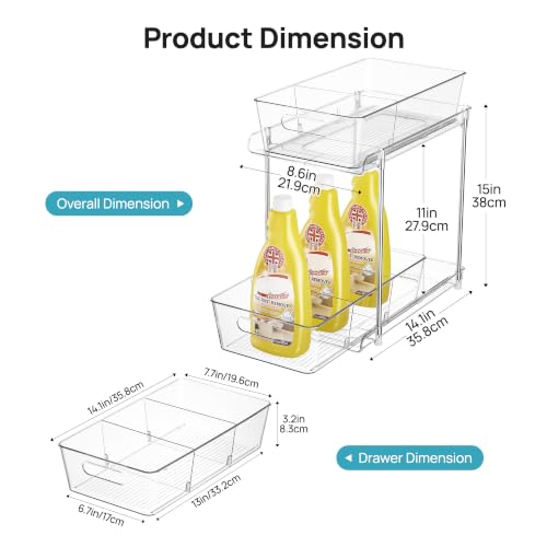 2 Pack Larger Higher Pull Out Bathroom Under Sink Organizer (2 Count)