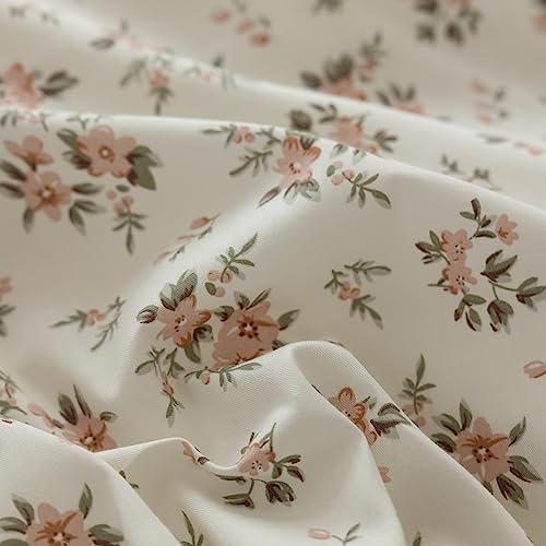 Blush Pink Floral Comforter Set Twin XL Vintage Garden Flower Bedding Comforter Girls Botanical Comforter with 2 Bow Ties Pillowcases Fluffy Cottagecore Comforter Set for All Seasons