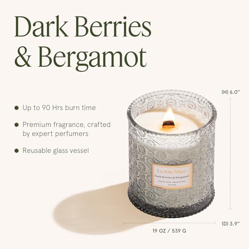 Dark Berries Bergamot Scented Candles for Home (19.4 Ounce)
