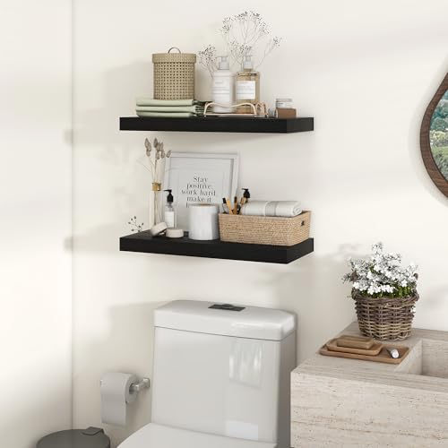 Floating Shelves 23.6" W x 10.3" D Black Set of 2 (2 Count)