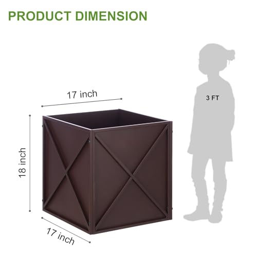 Metal Square Planter Box Tall Planters for Outdoor Plants Modern Heavy Duty with Drainage Holes for Outside Indoor Patio Deck