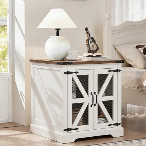 Farmhouse End Table Set with Charging Station Set of 2