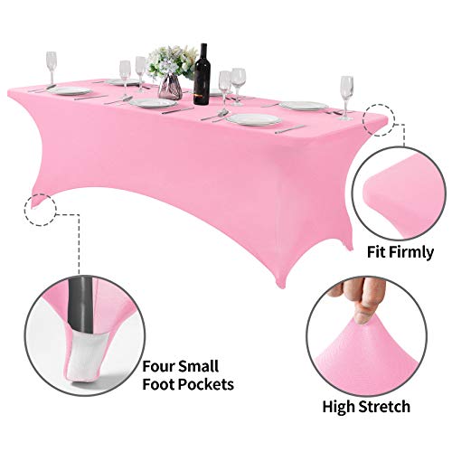 2Pack Spandex Table Cover for 8FT or 4ft or 6ft Table Universal Fitted Stretch Tablecloth for Party