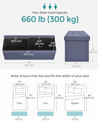43.3 Inches Folding Storage Ottoman Bench