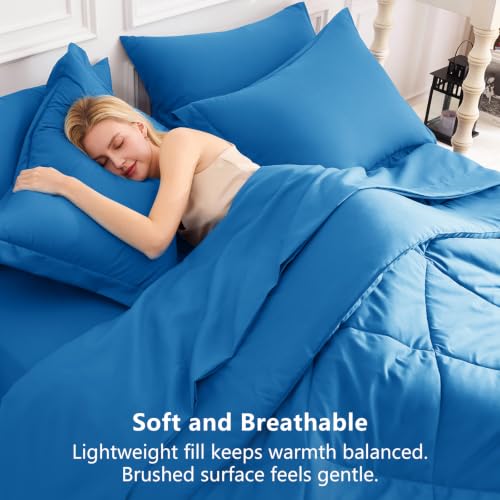 Queen Comforter Set with Sheets Royal Blue