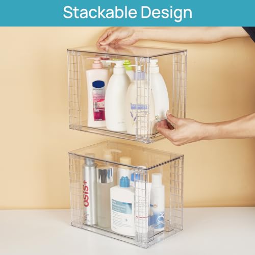 4 Pack Clear Stackable Storage Drawers (4 Count)