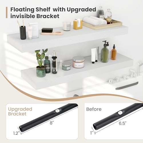 12 x 12 Deep Floating Shelves Wall Mounted Set of 2 White (2 Count)