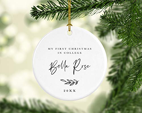 Personalized Round Ceramic Porcelain Christmas Tree Ornament Keepsake Collectible Gift