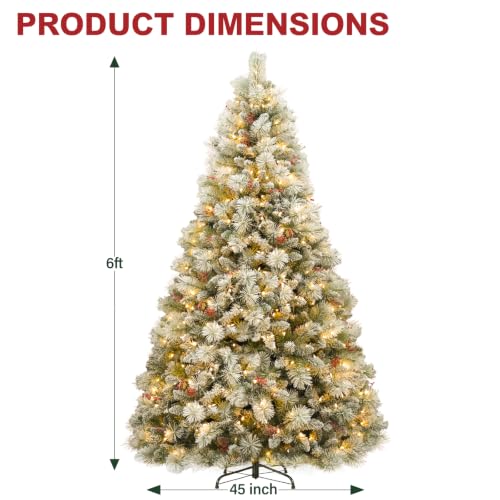 6 ft Prelit Snow Flocked Christmas Tree with 250 Warm White LED Lights