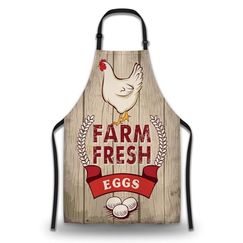 Chef Apron for Women Retro Fresh Eggs Kitchen Aprons for Men for Kitchen Cooking Restaurant BBQ Painting Crafting 27”