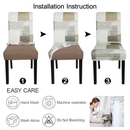 Pattern Chair Covers for Dining Room Set of 6