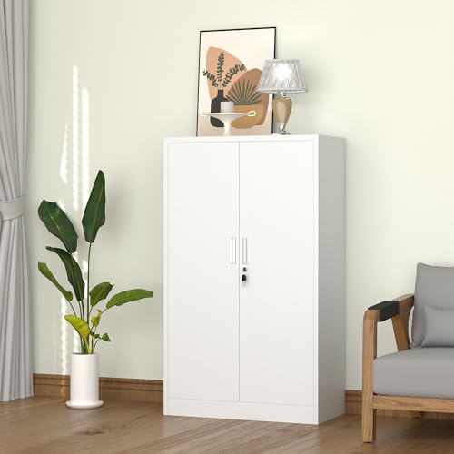 Metal Storage Cabinet with Locking Doors and Adjustable Shelves