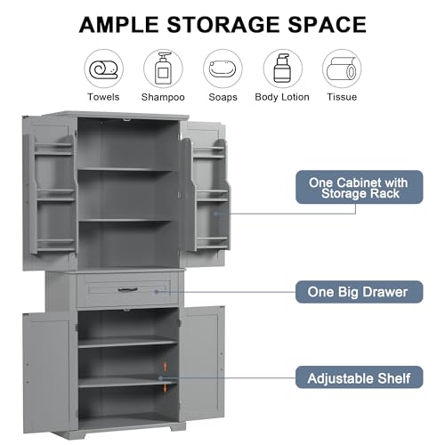 72.2" Storage Cabinet with Doors and Drawers