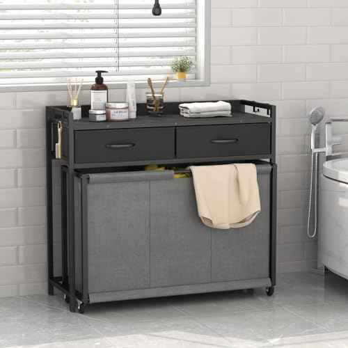 Laundry Hamper Laundry Basket with 3 Section Pull