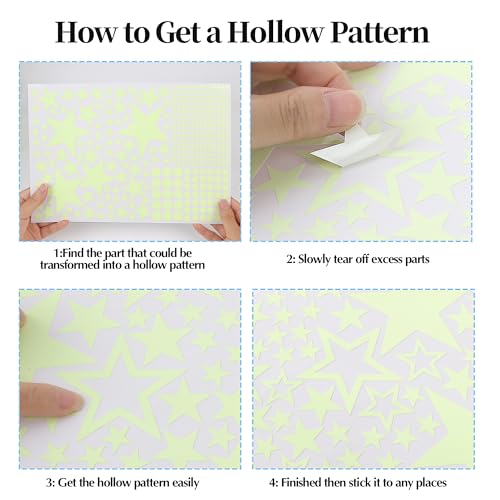 530 Glow in the Dark Stars for Ceiling Moon and Space Wall Decals