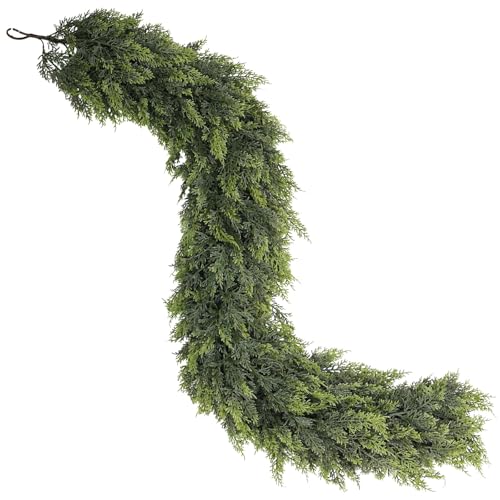2PCS 9FT Lifelike Touch Artificial Cedar Garland for Mantle Christmas Decor