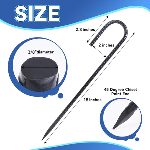 18 inches J Hook Rebar Stakes (16 Count)
