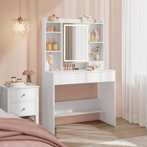35.4 Inch Vanity Desk with Mirror and Lights