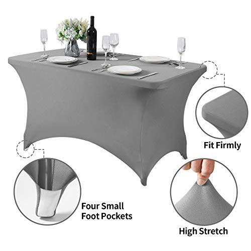 2Pack Spandex Table Cover for 4FT or 6ft or 9ft Table Universal Fitted Stretch Tablecloth for Party (2 Count)