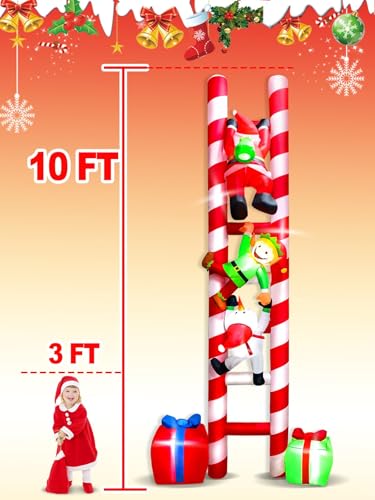 10 FT Santa Climbing Ladder Inflatable Outdoor Decoration