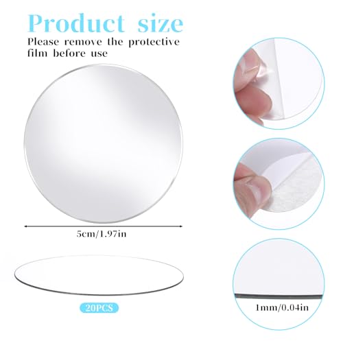 20Pcs Mini Acrylic Round Mirror Tiles (20 Count)