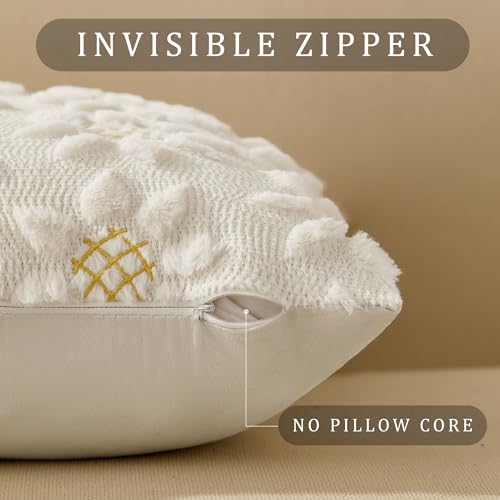 Spring Summer Pillow Covers 20x20 inch Set of 2 White Sunflower (2 Count)