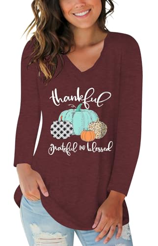 Thanksgiving Costumes for Women Funny Pumpkin Cute T Shirts Halloween Graphic Tops Fall Tee Fashion Gift L