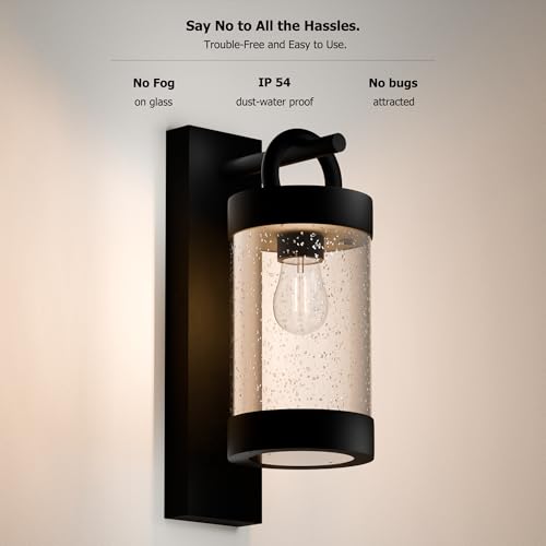Wall Light Outdoor Lantern with Dusk to Dawn Sensor E26 Bulb