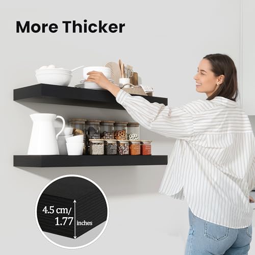 Floating Shelves 47.2" W x 10.3" D Black Set of 1