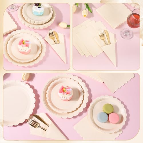150 Pcs Ivory Paper Plates and Napkins (150 Count)