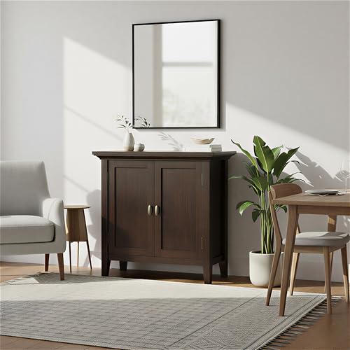 Redmond 32" Wide Solid Wood Cabinet in Brunette Brown
