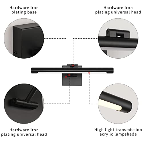 LED Picture Light Fixtures 16.53" Inches Long Modern Black Wall Lamps with Rotatable Lighting Tube Picture Frame Lights for Paintings 7W