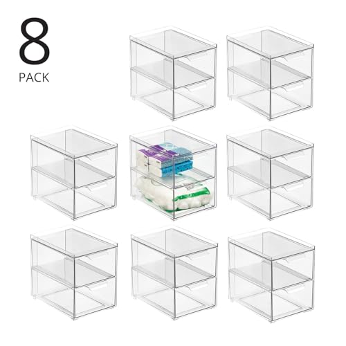 Stackable Storage Containers Box with 2 Pull (8 Count)