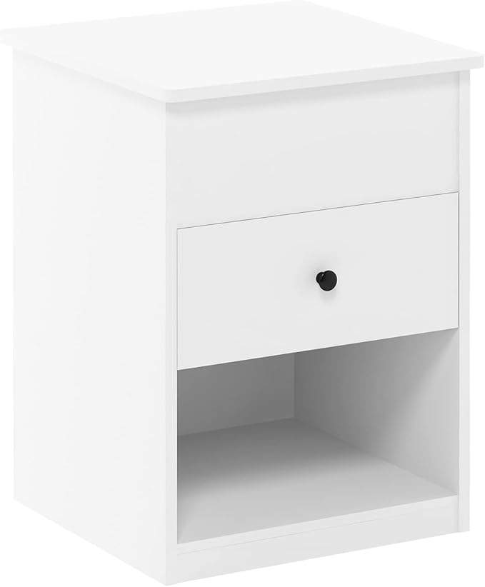 Furinno Jensen Lift Top Nightstand, Solid White