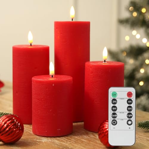 Christmas Flameless Candles with Remote (4 Count)