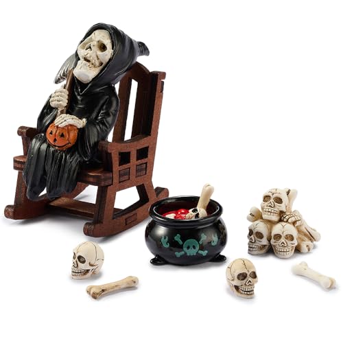 Miniature Grim Reaper Statue on Rocking Chair