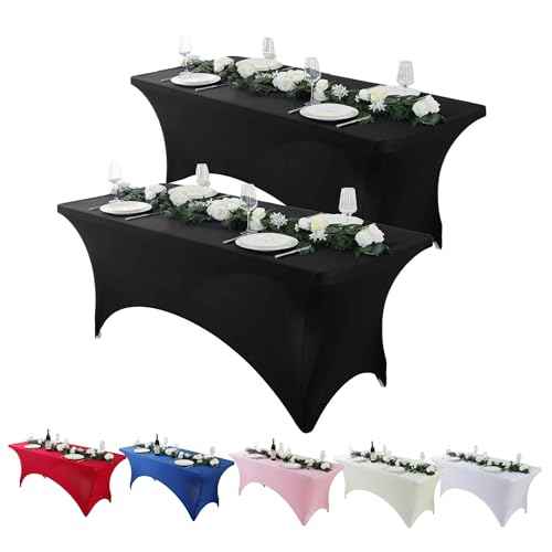 2 Pack 8ft Black Spandex Tablecloth (2 Count)