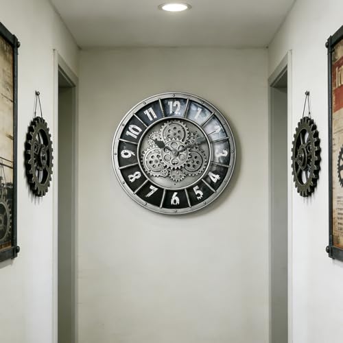 18 Inch Wall Clock with Moving Gears