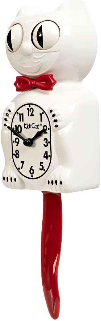 Kit-Cat Clock® Limited Edition Candy Cane Red - Retro Cat Clock with Moving Eyes and Tail, Battery Operated, Made in USA