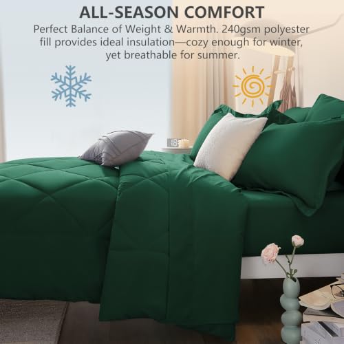 Twin Comforter Set Emerald Green