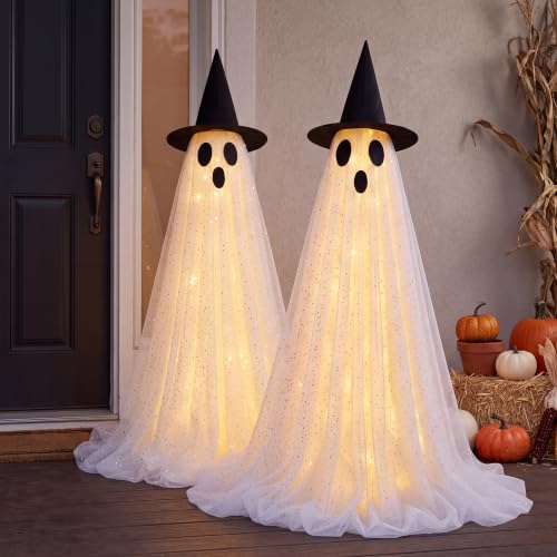2 Packs 47'' Halloween Decorations Outdoor Standing Ghost