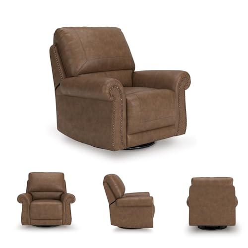 Furniture Faux Leather Swivel Glider Recliner