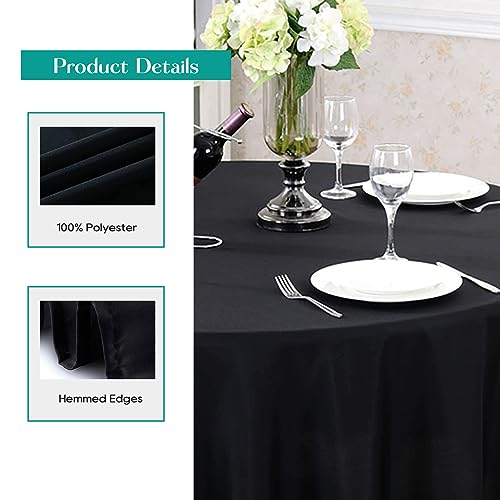 10 Pack 132 Inch Black Tablecloths for Round Tables (10 Count)