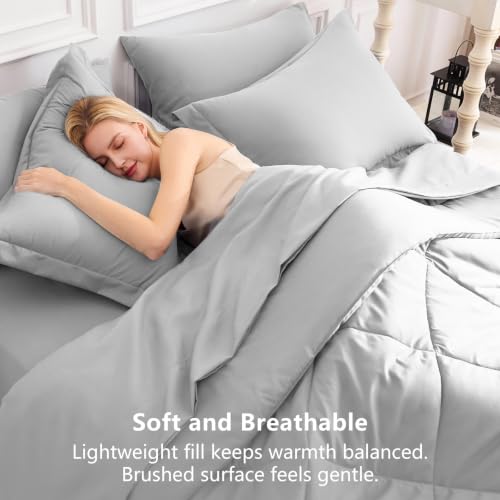 Oversized King Comforter Set Light Grey