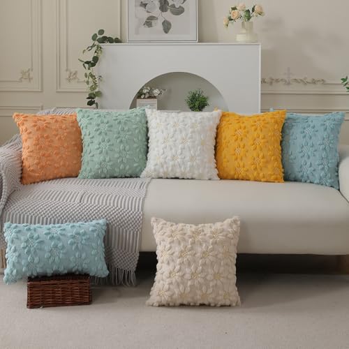 Spring Summer Pillow Covers 18x18 inch Set of 2 Blue Sunflower (2 Count)