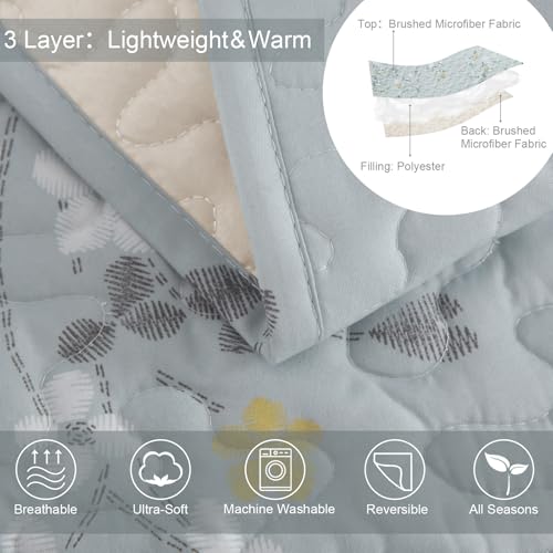 Reversible Boho Quilts Queen Size Light Blue
