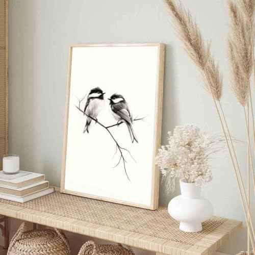 Bird Sketch Wall Art Minimalist Animal Print Vintage Bird Prints Pencil Drawing Wall Art Minimalist Birds Canvas Animal Sketch Prints Black And White Birds Picture Neutral Room Decor 16x24inch No Frame