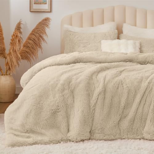 Beige Fluffy Comforter Set King