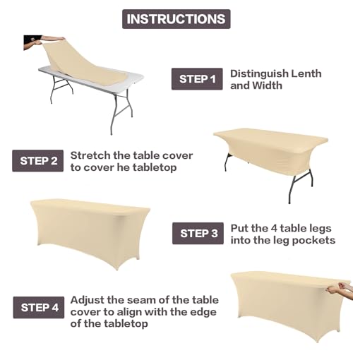 2 Pack 8FT Table Cloth for Rectangular Spandex Champagne Cover (2 Count)